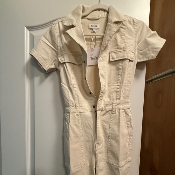 Pistola NWT Makenna Stretch Cotton Utility Jumpsuit in Eggshell - Picture 1 of 7